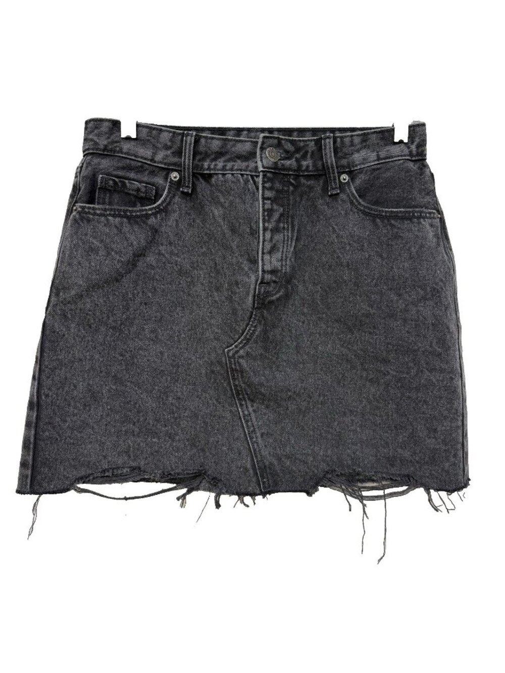 Old Navy Womens 6 Skirt Denim Mini Blackjack High Rise Black Raw Hem Button Fly
